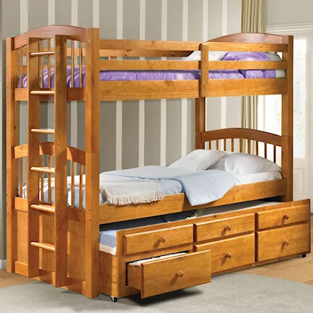 Twin Bunk Bed with Trundle and Drawer Storage